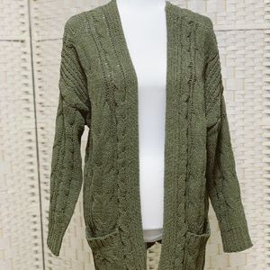 Chunky  Knit Cardigan- Olive